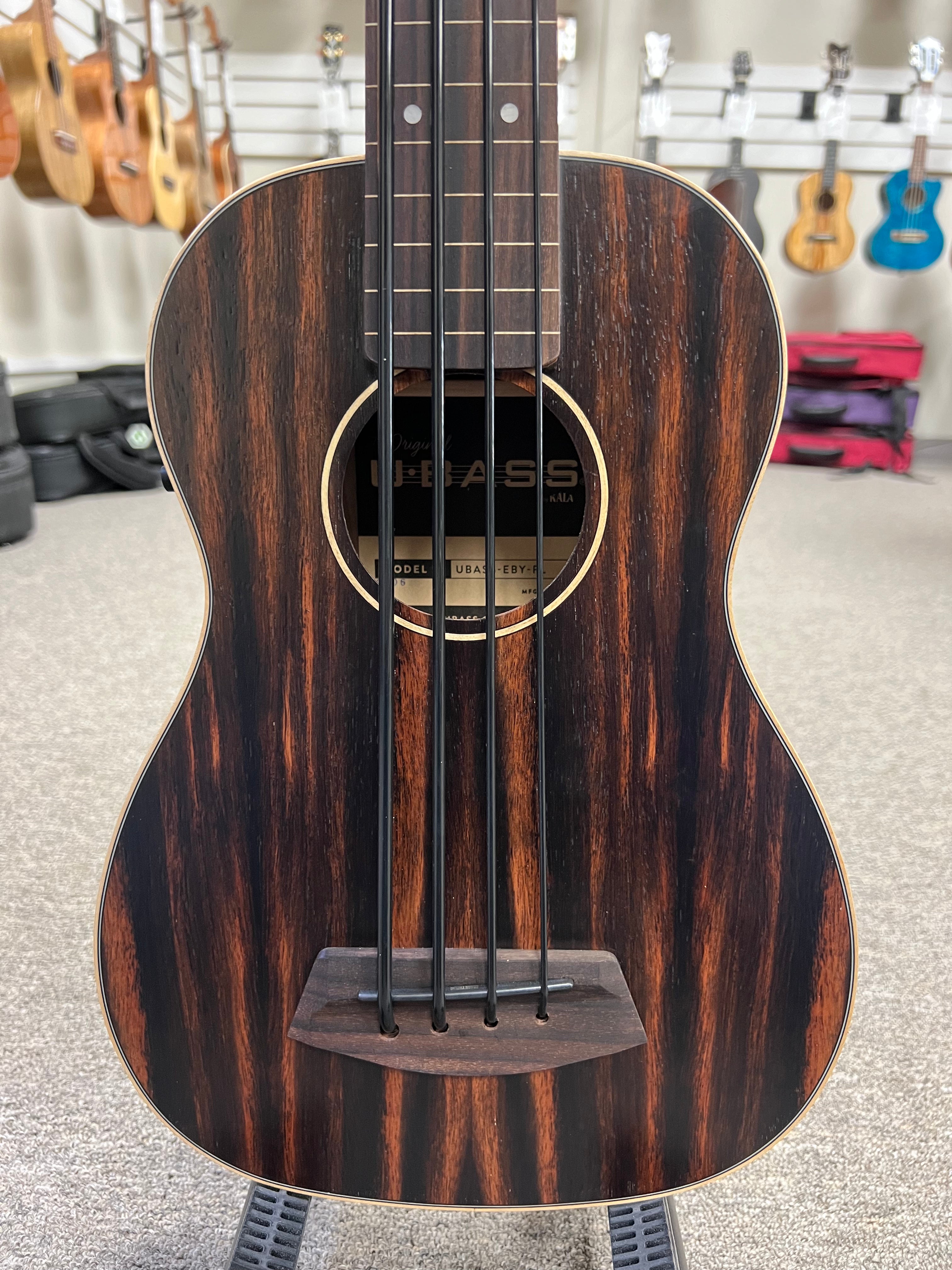KALA EBY-FL Striped Ebony Fretless Acoustic-Electric U-Bass w/Case