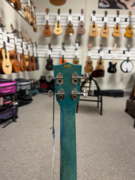 KALA KA-WF-BLU-AFM-T Solid Blue Flame Maple Tenor Ukulele w/Case - Waterfall Series