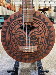 AMAHI Round Concert Ukulele Aztec Design w/Case - Mahogany UKC-LR3