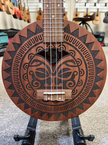 AMAHI Round Concert Ukulele Aztec Design w/Case - Mahogany UKC-LR3