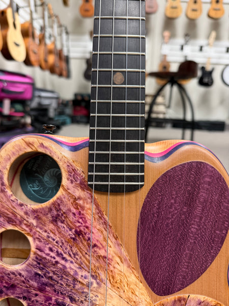 Ray Vincent Solid Cedar/Maple Custom Electric Tenor Ukulele w/Case