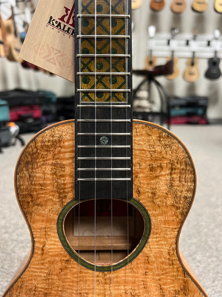 KoAloha Red Label Solid Curly Mango/Cherry Custom Concert Ukulele w/Case - Made in Hawaii