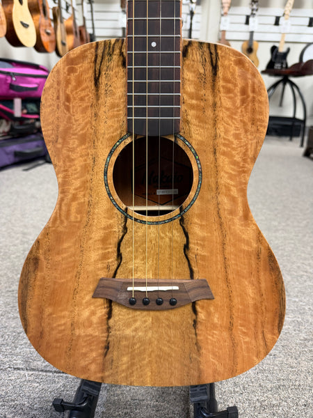 Makaio MSMBXS-10E Large Body Steel String Spalted Mango Electric Baritone Ukulele w/Case