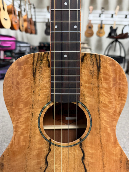 Makaio MSMBXS-10E Large Body Steel String Spalted Mango Electric Baritone Ukulele w/Case