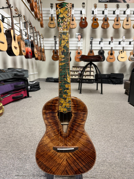 Coast Ukulele Custom Solid Koa Tenor Ukulele w/Case  #101 - Live Edge Soundhole