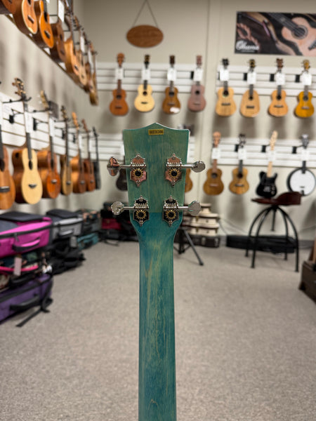 KALA KA-WF-BLU-AFM-B Solid Blue Flame Maple Baritone Ukulele w/Case - Waterfall Series