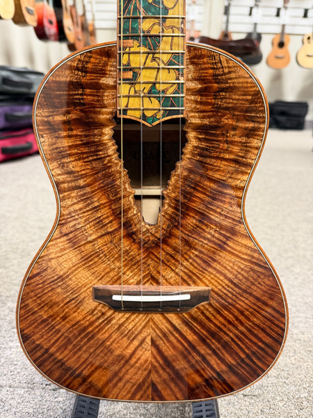 Coast Ukulele Custom Solid Koa Tenor Ukulele w/Case  #101 - Live Edge Soundhole