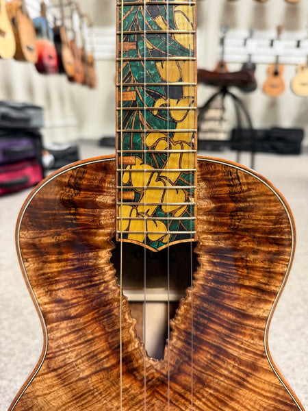 Coast Ukulele Custom Solid Koa Tenor Ukulele w/Case  #101 - Live Edge Soundhole
