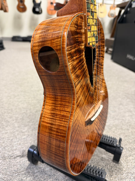 Coast Ukulele Custom Solid Koa Tenor Ukulele w/Case  #101 - Live Edge Soundhole