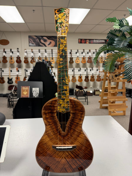 Coast Ukulele Custom Solid Koa Tenor Ukulele w/Case  #101 - Live Edge Soundhole