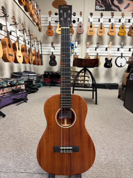KALA KA-WF-AMHG-B Solid Mahogany Baritone Ukulele w/Case - Waterfall Series