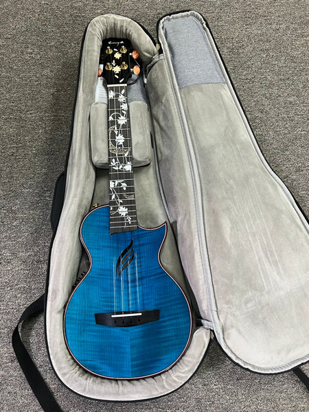 Enya EUT E6 Solid Maple Blue Tenor Ukulele w/Case- Acoustic Plus Built in Effects