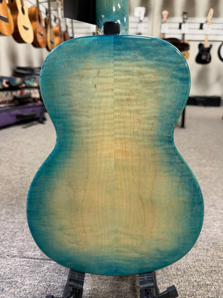 KALA KA-WF-BLU-AFM-T Solid Blue Flame Maple Tenor Ukulele w/Case - Waterfall Series