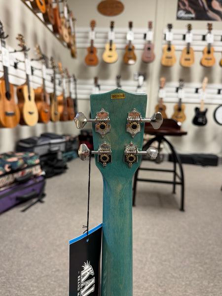 KALA KA-WF-BLU-AFM-T Solid Blue Flame Maple Tenor Ukulele w/Case - Waterfall Series