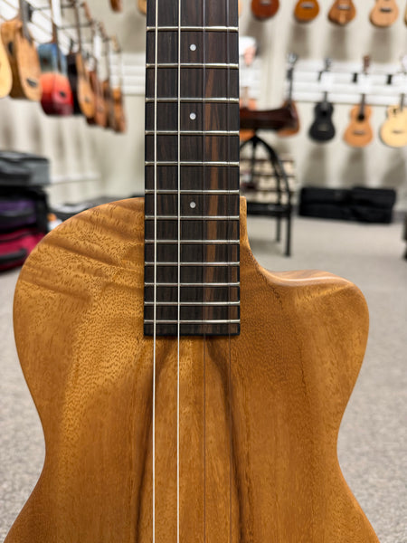 Pono BE Solid Acacia Electric Baritone Solid Body Ukulele w/Case