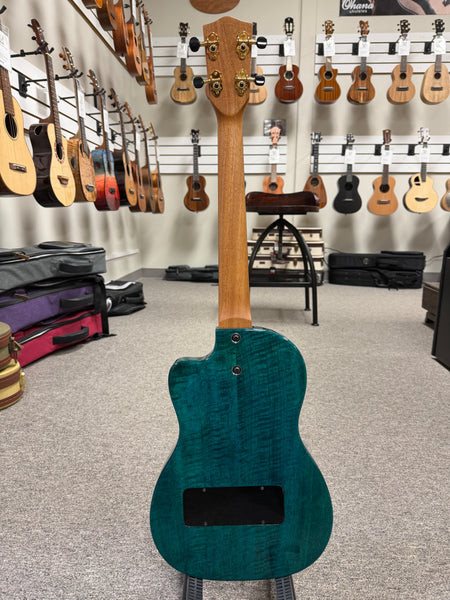 Pono BE-MBD Mango Deluxe Blue Baritone Electric Solid Body Ukulele w/Case