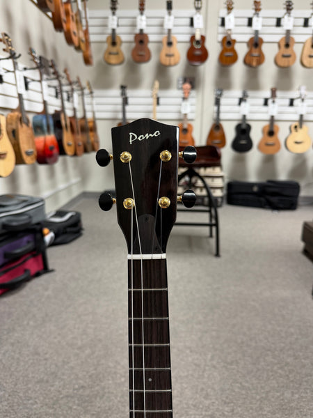 Pono BE-D Solid Acacia Baritone Deluxe Electric Solid Body Ukulele w/Case