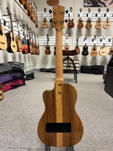 Pono BE-D Solid Acacia Baritone Deluxe Electric Solid Body Ukulele w/Case