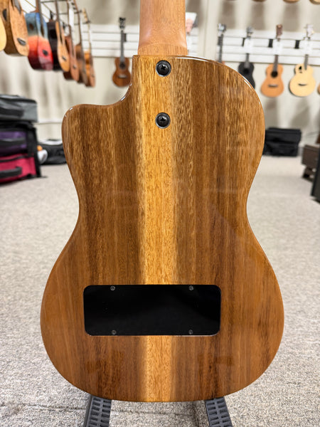 Pono BE-D Solid Acacia Baritone Deluxe Electric Solid Body Ukulele w/Case