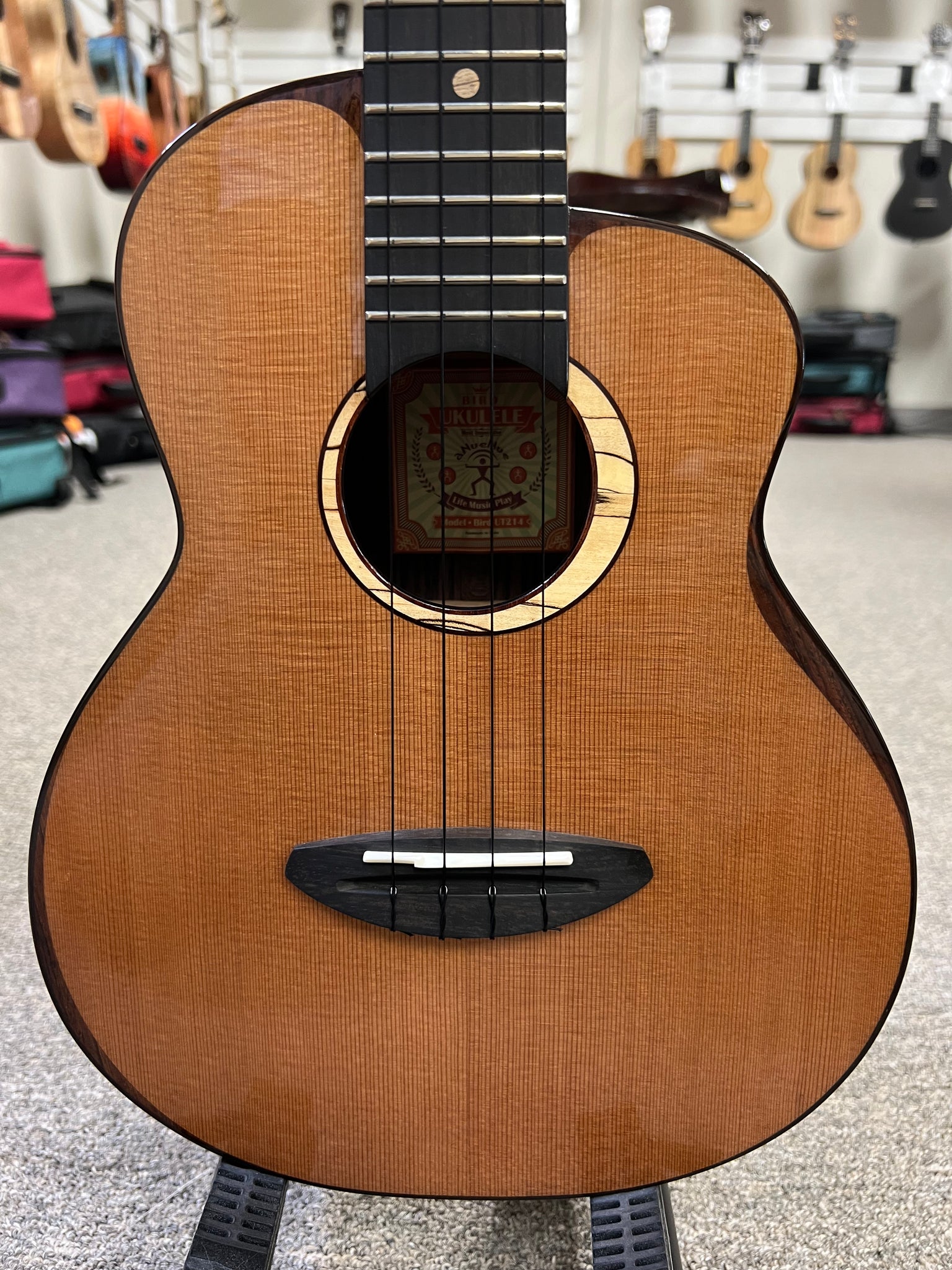 aNueNue UT-214 Cedar Bird Tenor Ukulele w/Case - Cedar/Rosewood