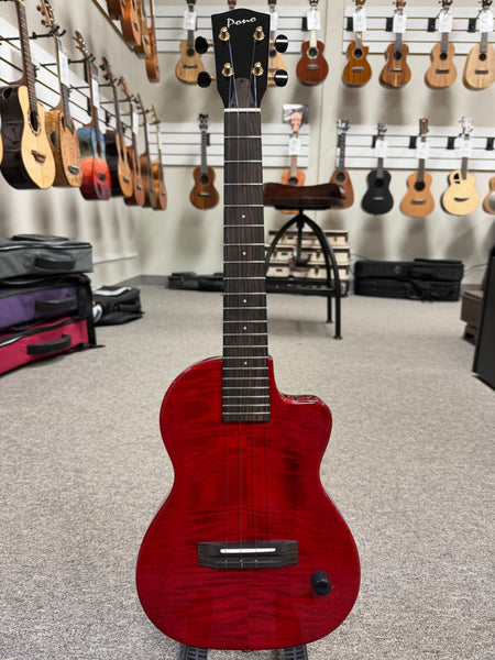 Pono TE-MDR Mango Deluxe Red Tenor Electric Solid Body Ukulele w/Case