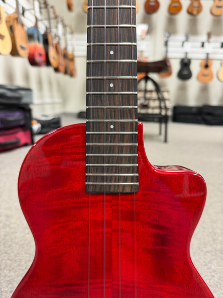 Pono TE-MDR Mango Deluxe Red Tenor Electric Solid Body Ukulele w/Case