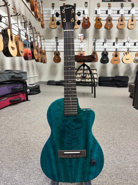 Pono TE-MDB Mango Deluxe Blue Tenor Electric Solid Body Ukulele w/Case