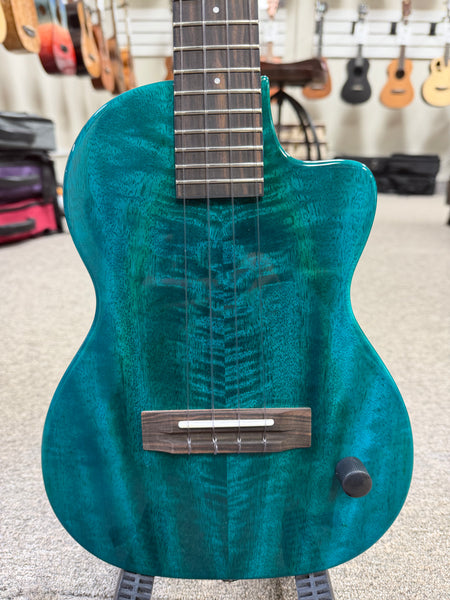 Pono TE-MDB Mango Deluxe Blue Tenor Electric Solid Body Ukulele w/Case