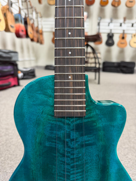 Pono TE-MDB Mango Deluxe Blue Tenor Electric Solid Body Ukulele w/Case