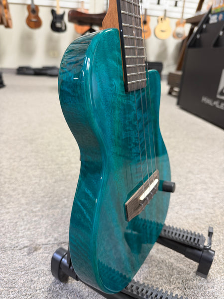 Pono TE-MDB Mango Deluxe Blue Tenor Electric Solid Body Ukulele w/Case