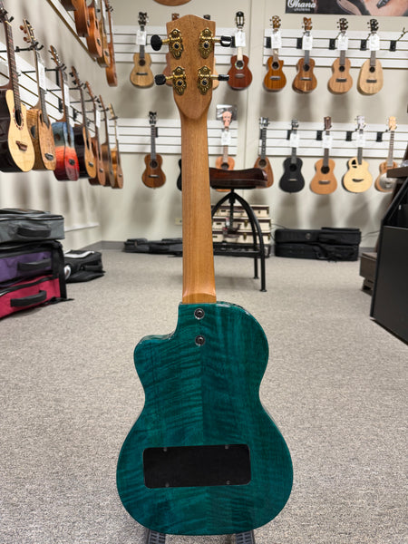 Pono TE-MDB Mango Deluxe Blue Tenor Electric Solid Body Ukulele w/Case