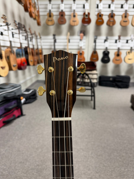 PONO ULA-O Solid Acacia Nylon String Baritone Ukulele w/Case - Cutaway/Side Sound Port