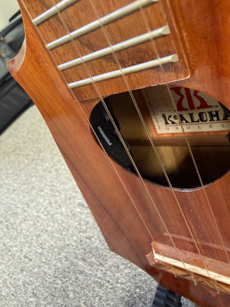 KoAloha Pops Made Custom Solid Koa Electric Sceptre Tenor Ukulele w/Case - Pre Loved