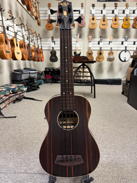 KALA EBY-FL Striped Ebony Fretless Acoustic-Electric U-Bass w/Case - UBASS
