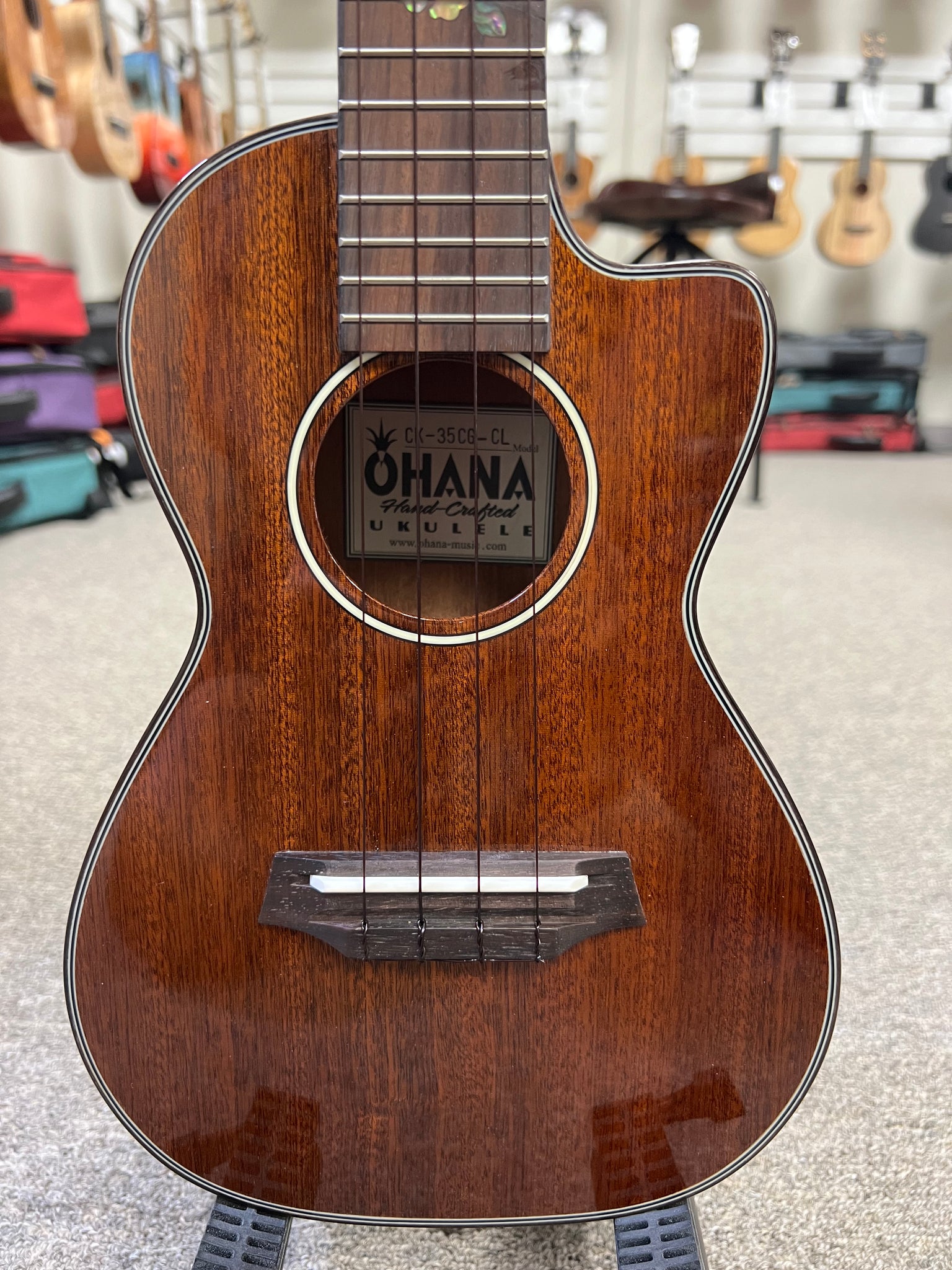 Ohana CK-35CG-CL Cynthia Lin Solid Mahogany Concert Ukulele w/Case