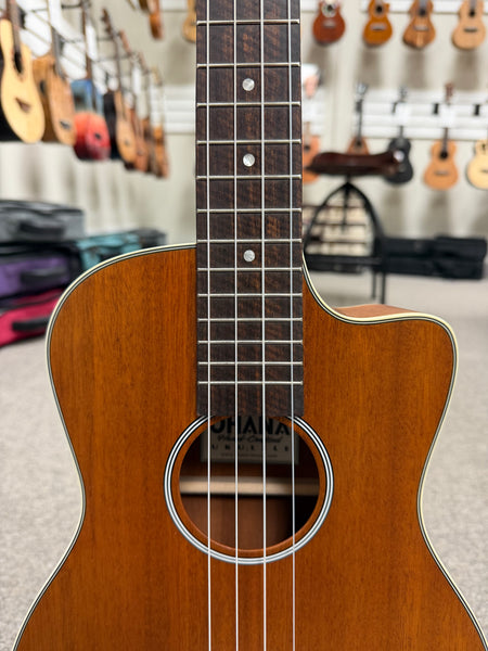 Ohana BK-20CE Mahogany Electric Baritone Ukulele - Solid Top Cutaway