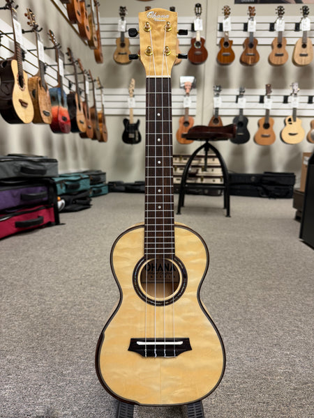 OHANA CK-150QEL Quilted Eucalyptus Concert Ukulele - B Stock
