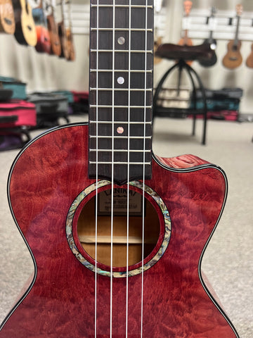 LANIKAI QM-RDCET Quilted Maple Electric Tenor Ukulele w/Case