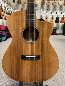 Pono BNA-0 Solid Acacia Large Body Baritone Nui Ukulele w/Case - Cutaway/Side Sound Port