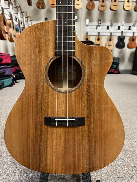 Pono BNA-0 Solid Acacia Large Body Baritone Nui Ukulele w/Case - Cutaway/Side Sound Port