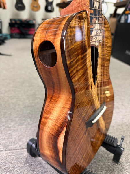 Coast Ukulele Custom Solid Koa Tenor Ukulele w/Case #107 - Live Edge Soundhole