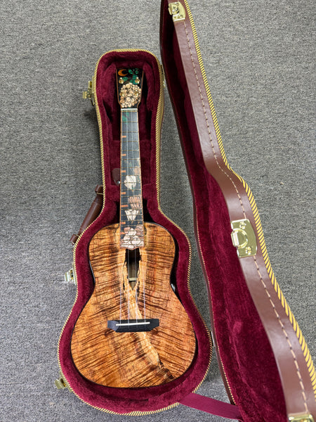 Coast Ukulele Custom Solid Koa Tenor Ukulele w/Case #107 - Live Edge Soundhole