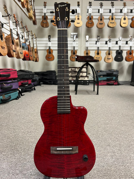 Pono TE-MDR Mango Deluxe Red Tenor Electric Solid Body Ukulele w/Case