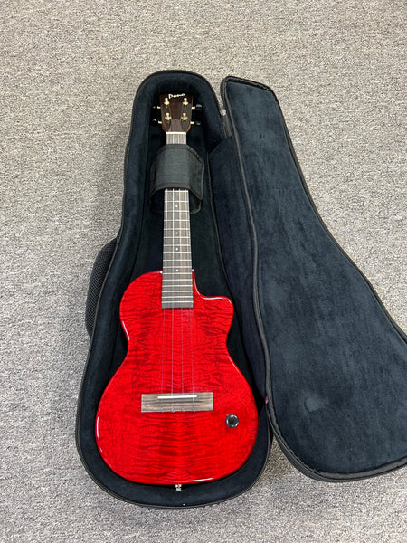 Pono TE-MDR Mango Deluxe Red Tenor Electric Solid Body Ukulele w/Case