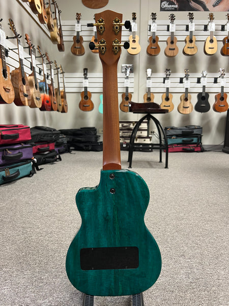 Pono TE-MDB Mango Deluxe Blue Tenor Electric Solid Body Ukulele w/Case