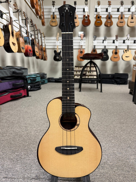 aNueNue UC-200 Concert Ukulele w/Case - Moon Bird Series -  Solid Spruce/Solid Rosewood
