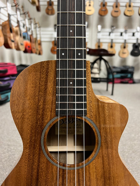 PONO ULA-O Solid Acacia Nylon String Baritone Ukulele w/Case #2 - Cutaway/Side Sound Port