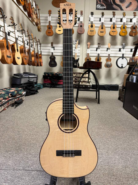 KALA KA-ASFM-B-CE Solid Flamed Maple Baritone Electric Ukulele w/Case