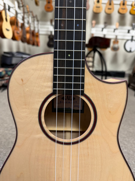 KALA KA-ASFM-B-CE Solid Flamed Maple Baritone Electric Ukulele w/Case
