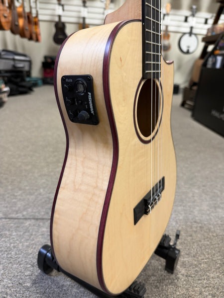 KALA KA-ASFM-B-CE Solid Flamed Maple Baritone Electric Ukulele w/Case